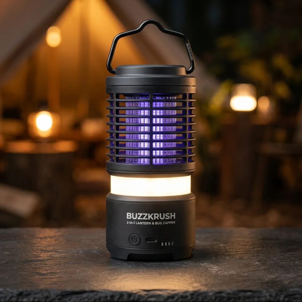 BuzzKrush 2-in-1 Camping Lantern and Mosquito Bug Zapper